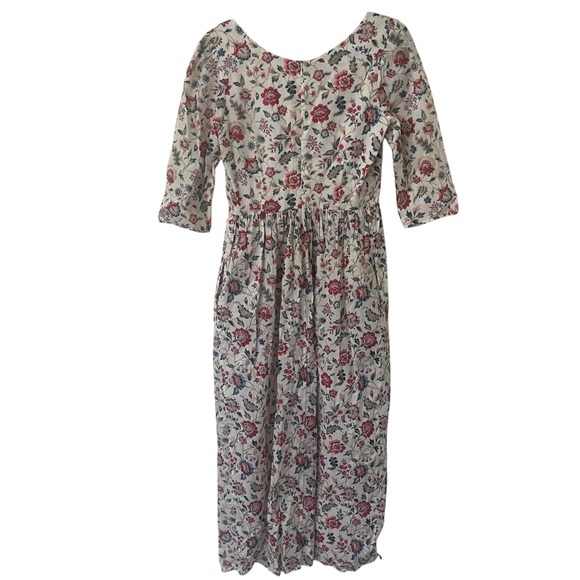 Coco Shop 100% cotton floral cottagecore bohemian 3/4 sleeve maxi dress medium - Picture 4 of 7
